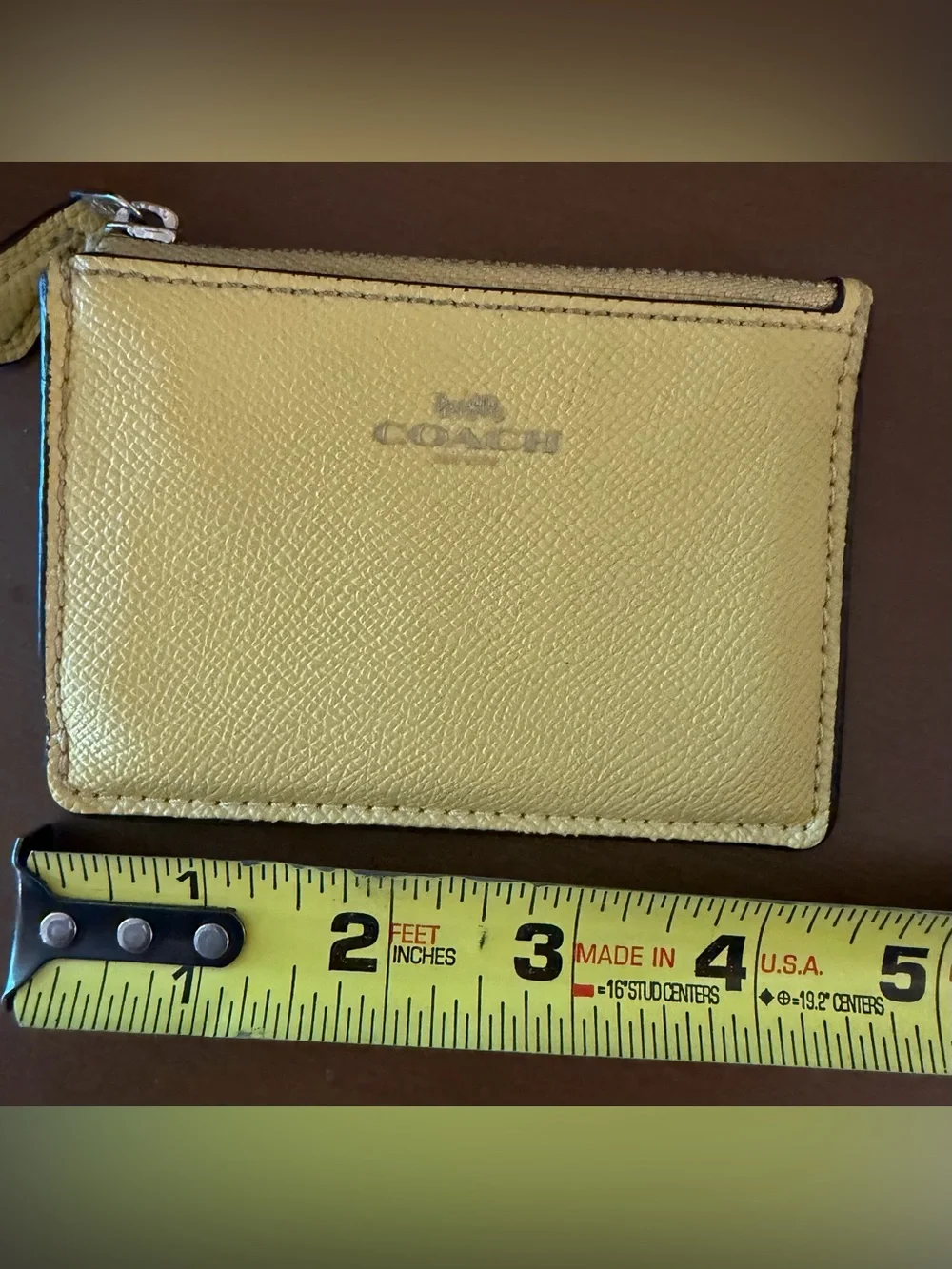Coach Yellow Leather Zip Card Case